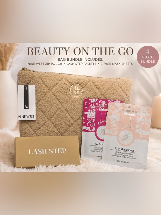 Nine West Other - Nine West Sherpa Zip Cosmetic bag bundle NWT (eye pallet and face masks)!